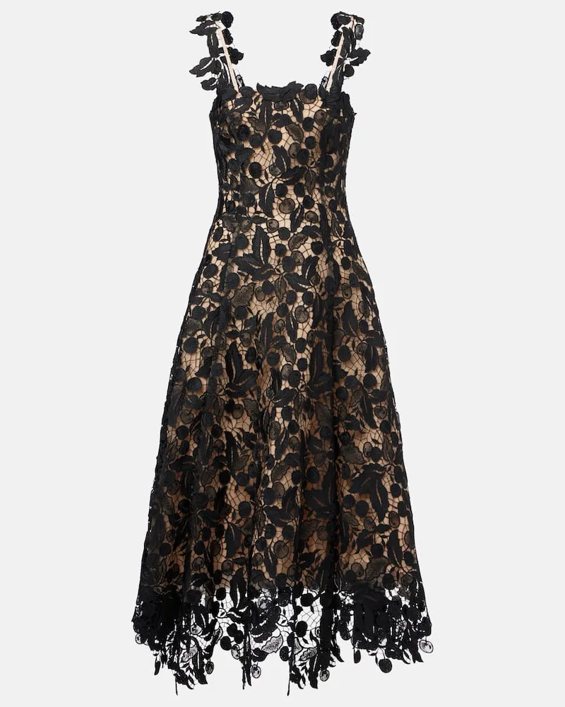 Oscar de la Renta Cocktailkleid aus Guipure-Spitze Schwarz
