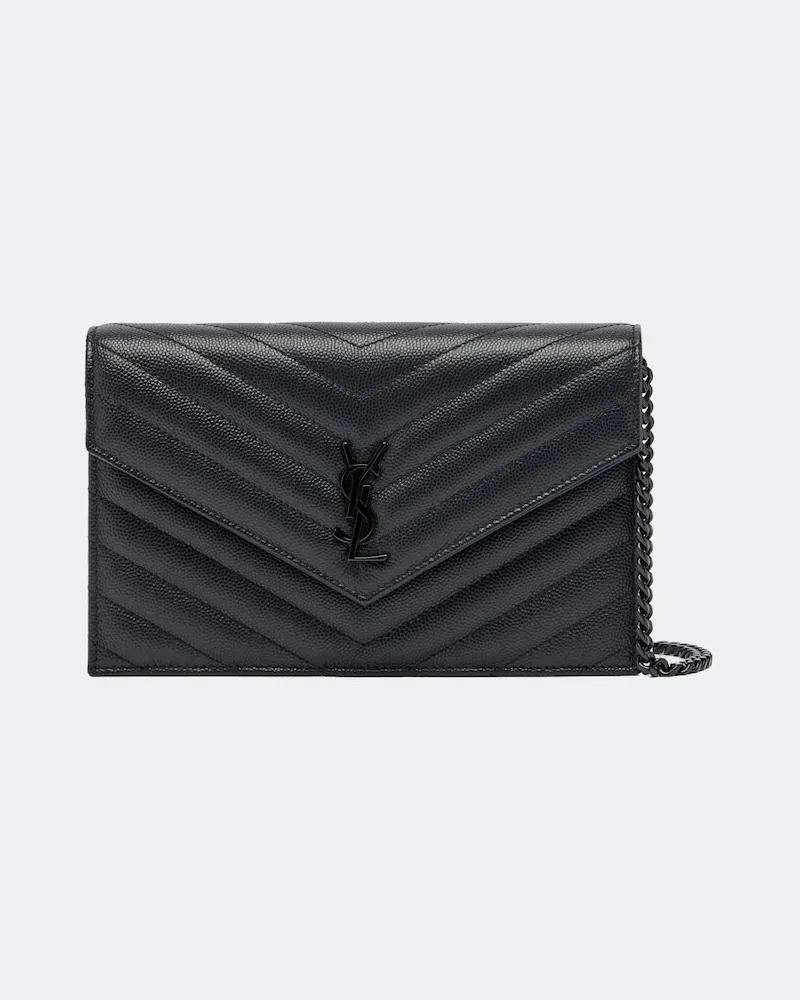 Saint Laurent Portemonnaie mit Kettenriemen Cassandre Envelope Schwarz