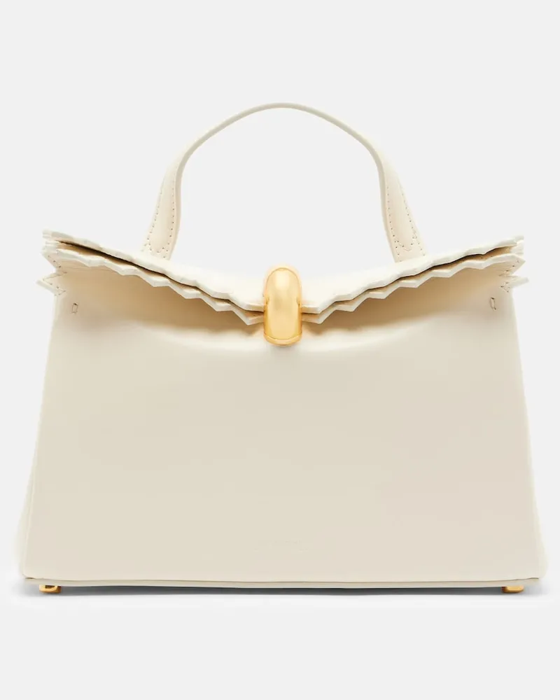 Jacquemus Tote Bag Valérie Small aus Leder Weiß