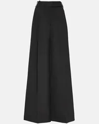 Alexandre Vauthier Weite High-Rise-Hose aus Wolle Schwarz