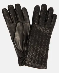 Bottega Veneta Handschuhe Intrecciato aus Leder Schwarz