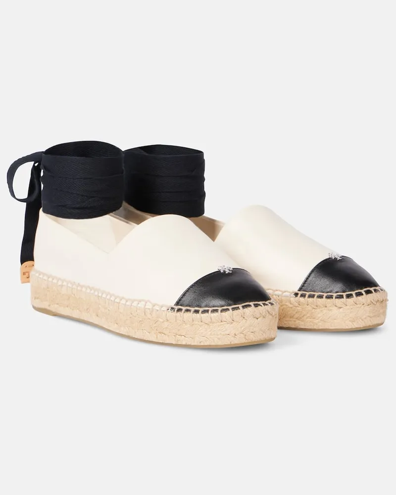 Tory Burch Espadrilles aus Leder Weiß