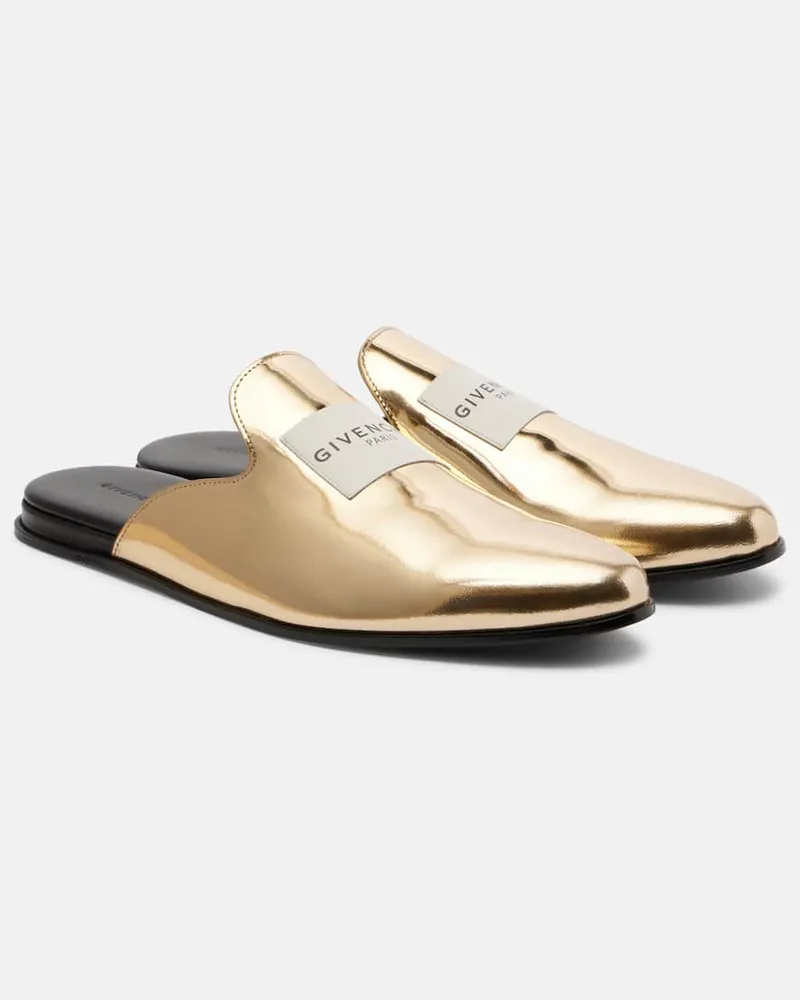 Givenchy Slippers aus Metallic-Leder Gold