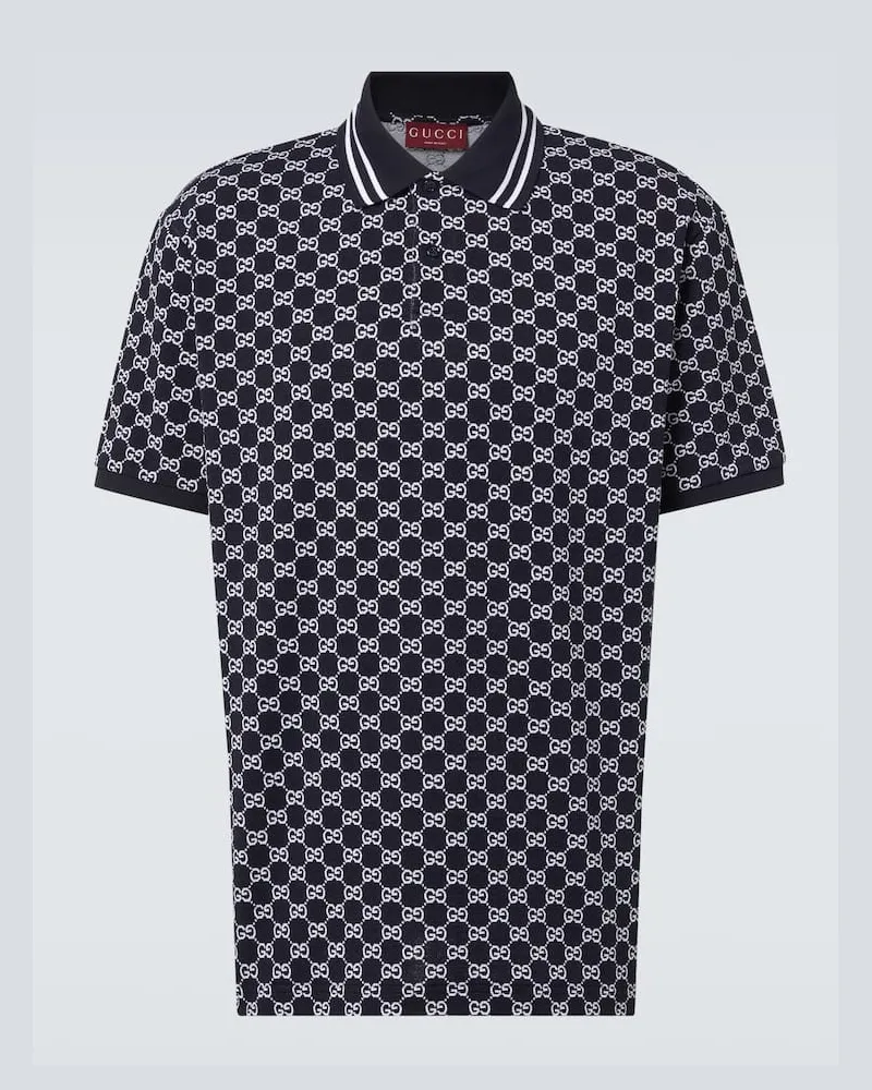 Gucci Polohemd GG aus Baumwoll-Piqué Blau