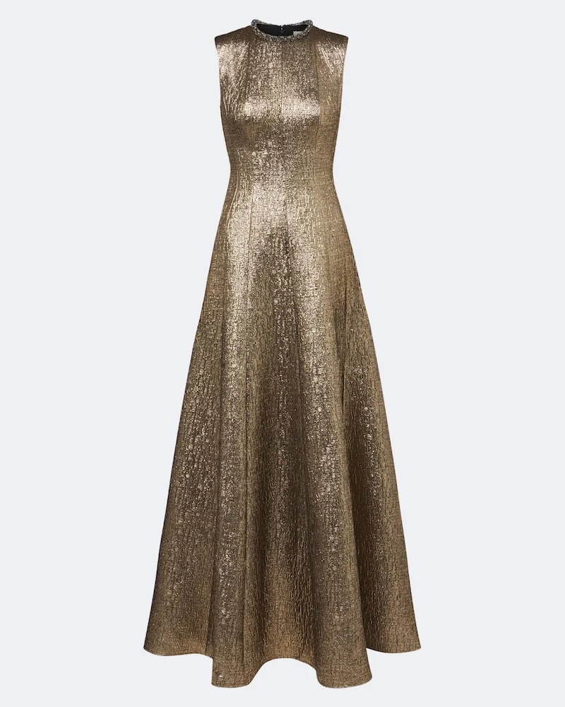 Roland Mouret Verzierte Robe aus Cloqué Gold