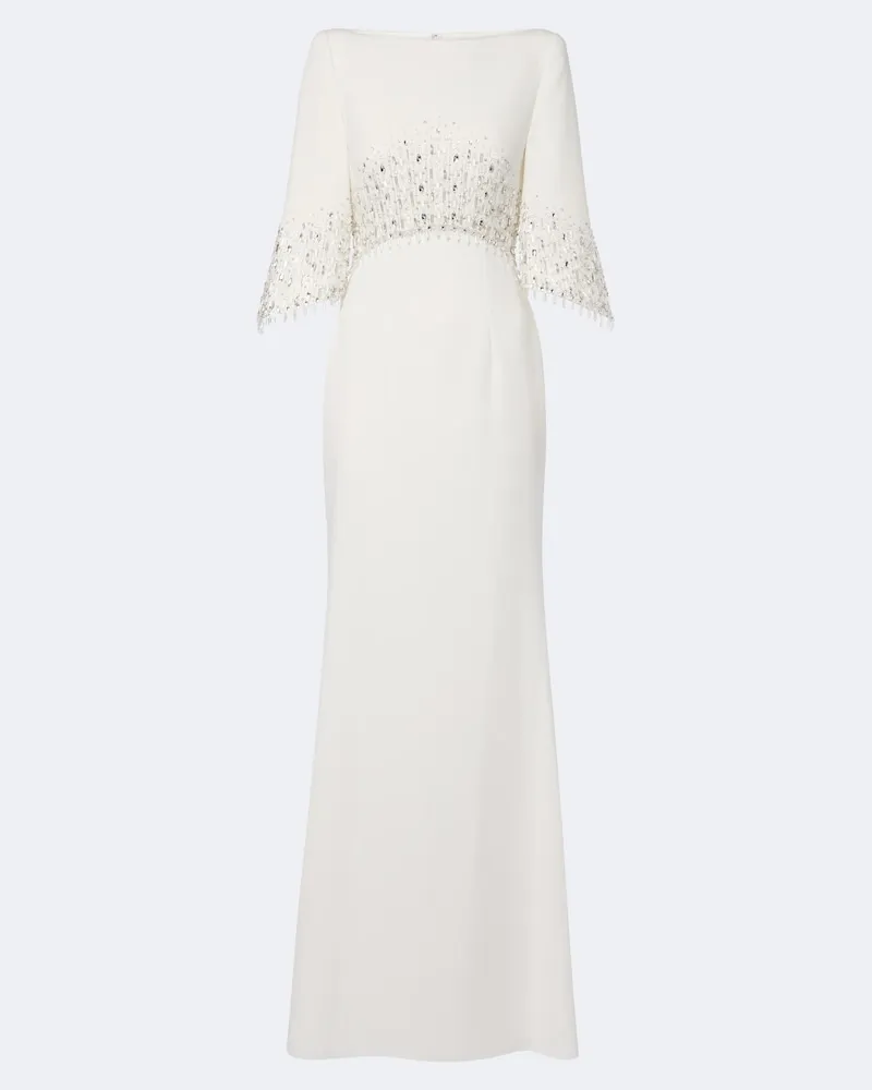 Jenny Packham Bridal Verzierte Robe Electra aus Crêpe Weiß
