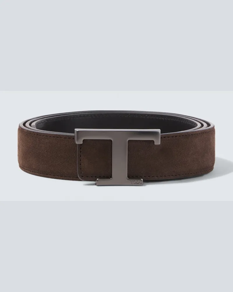 TOD'S Gürtel T Timeless aus Veloursleder Braun