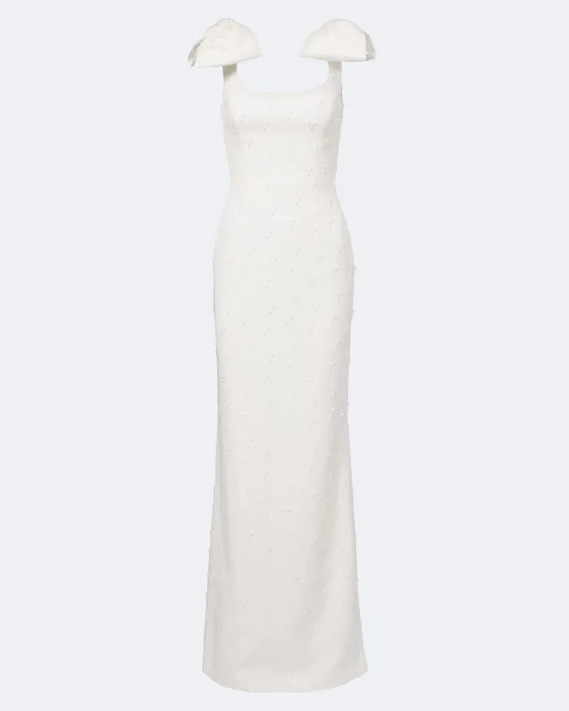Rebecca Vallance Bestickte Robe Mariee aus Crêpe Weiß