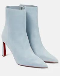 Christian Louboutin Ankle Boots Condora 100 aus Veloursleder Blau