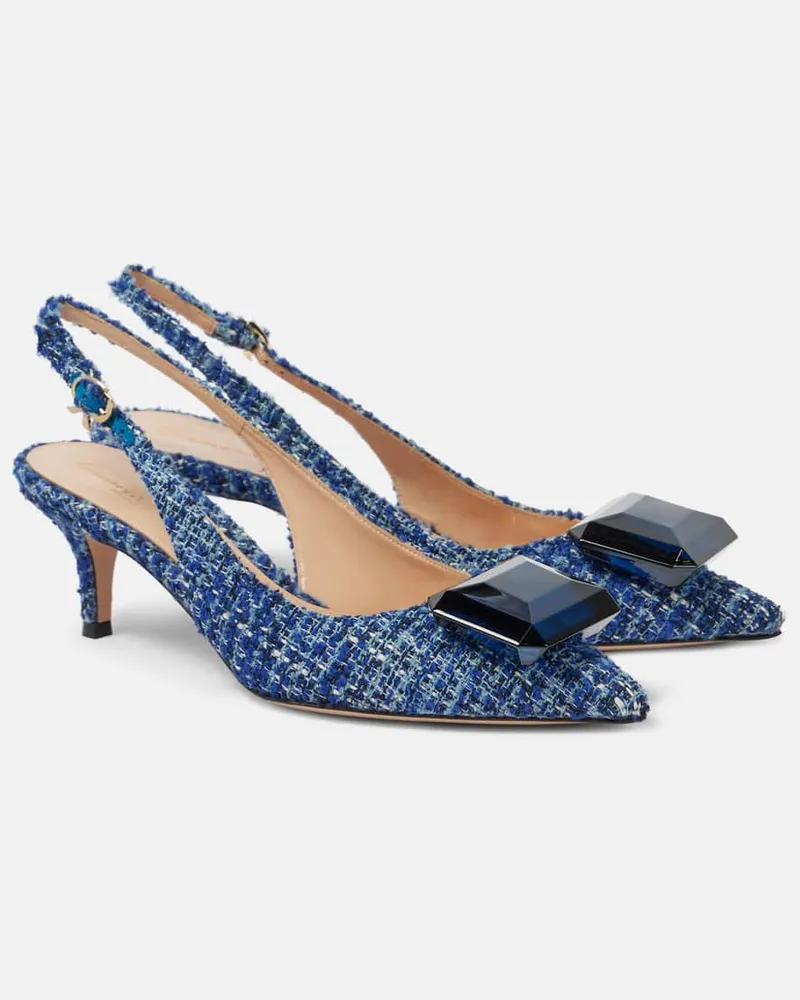 Gianvito Rossi Slingback-Pumps Jaipur 55 aus Bouclé Blau
