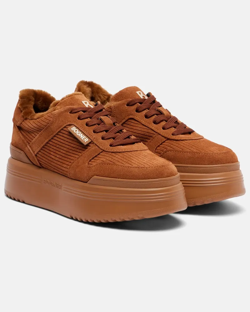 Bogner Plateau-Sneakers New York aus Veloursleder Braun