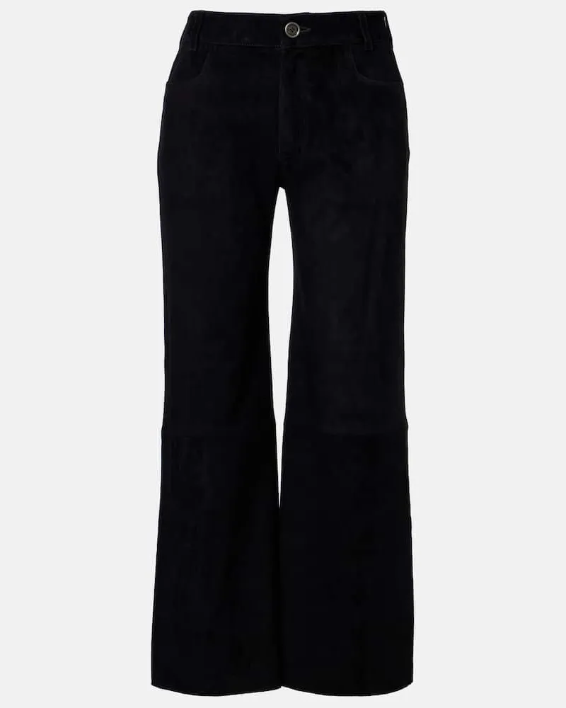 Stouls Weite Cropped-Hose Lilou aus Veloursleder Schwarz