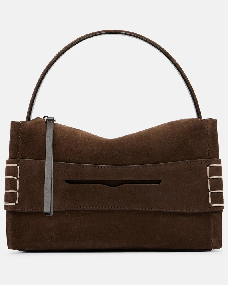 J.W.Anderson Henkeltasche Loafer Small aus Veloursleder Braun