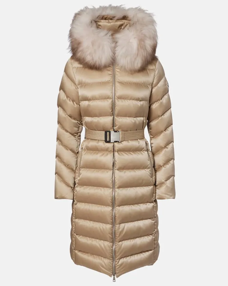 Moncler Daunenmantel Leersie mit Shearling Beige