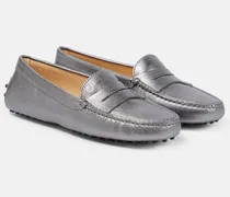 Mokassins aus Metallic-Leder