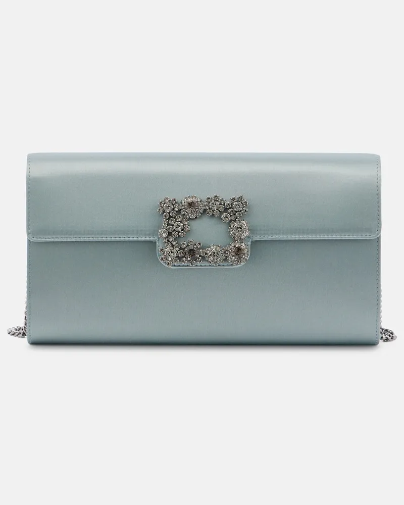 Roger Vivier Clutch Efflorescence aus Satin mit Kristallen Grau