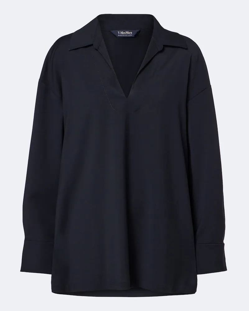 Max Mara Bluse aus Schurwolle Blau