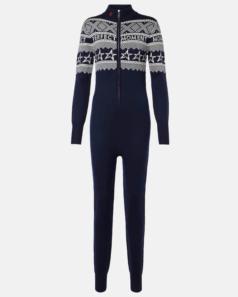 Perfect Moment Ski-Overall aus Wolle Blau