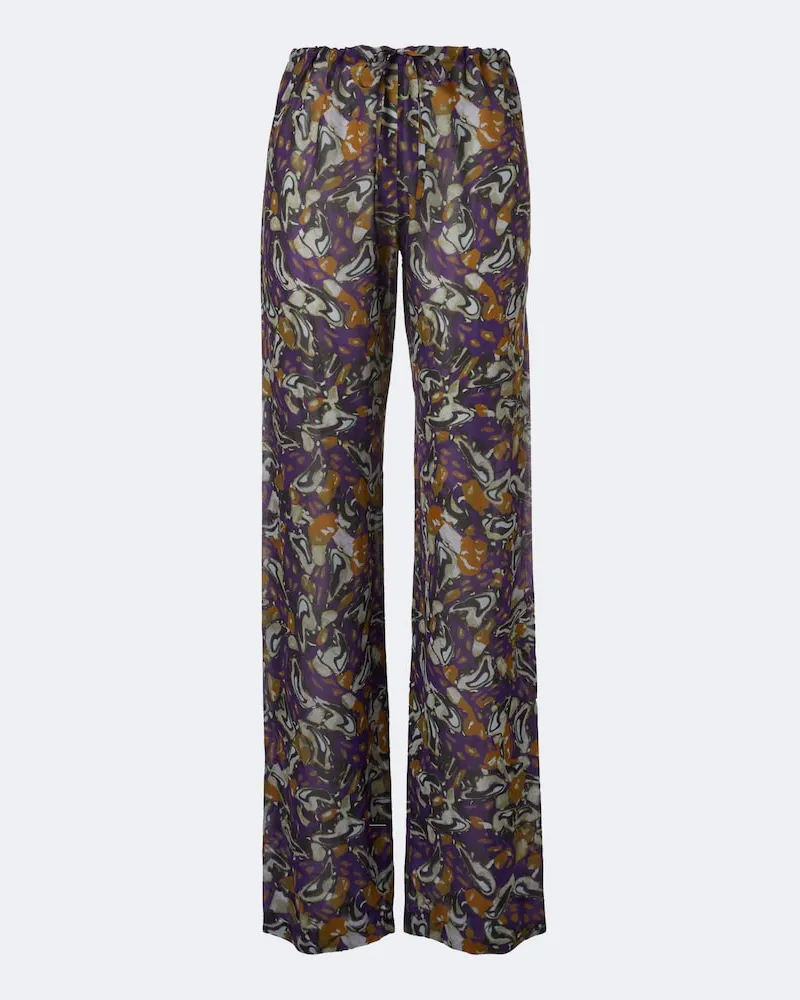 Dries van Noten Bedruckte Hose mit weitem Bein Violett