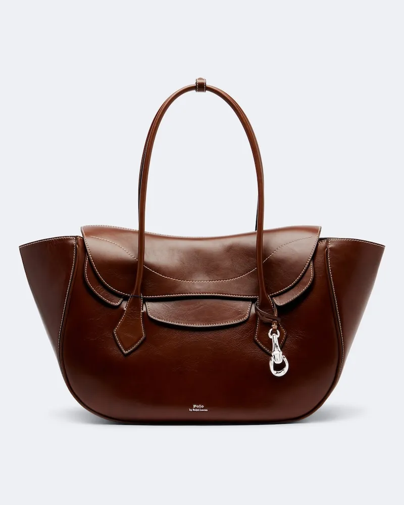 Ralph Lauren Schultertasche Polo Blaze Large aus Leder Braun