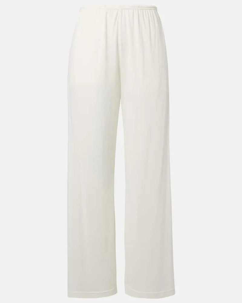 Totême Gerade Hose aus Baumwolle und Seide Weiß