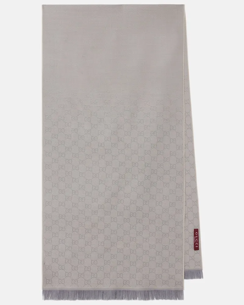 Gucci Schal GG aus Woll-Jacquard Grau