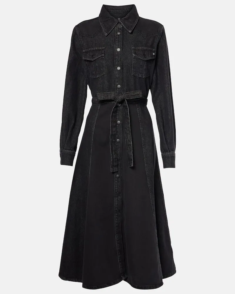 Adriano Goldschmied Hemdblusenkleid Marseille aus Denim Schwarz