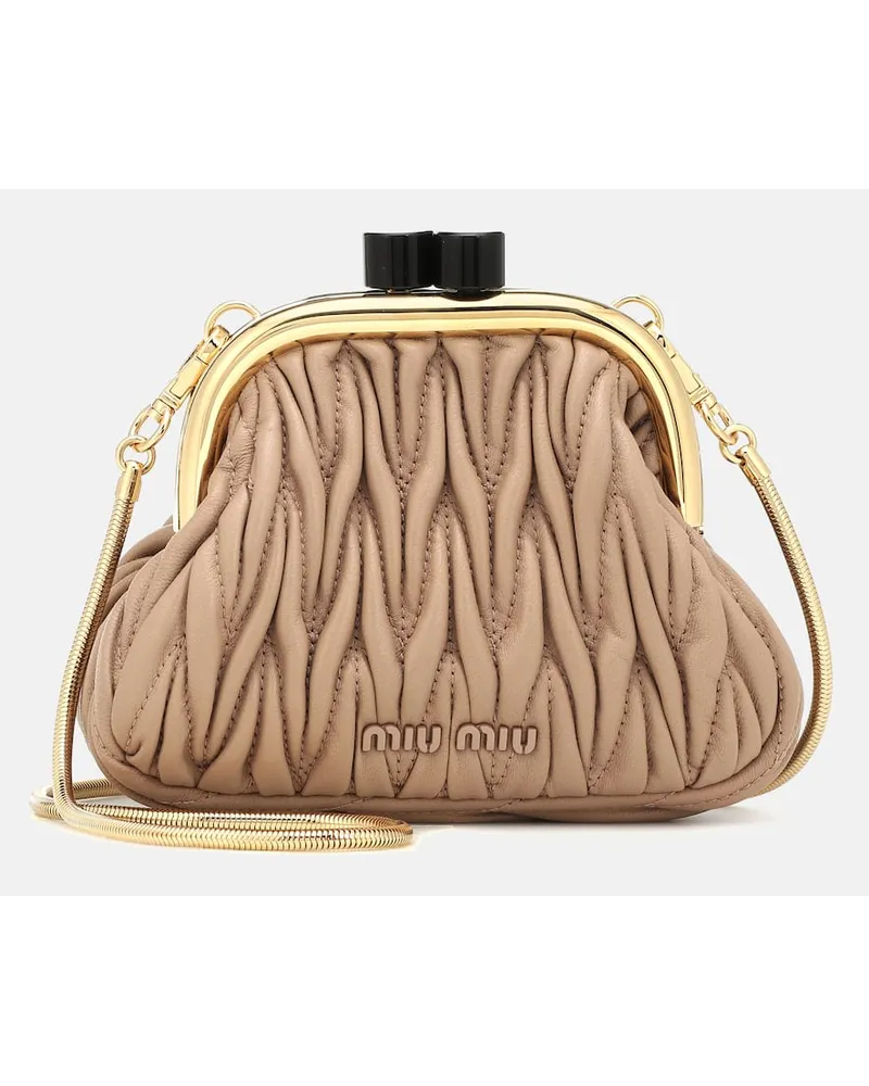 Miu Miu Clutch Miu Belle Mini aus Leder Beige