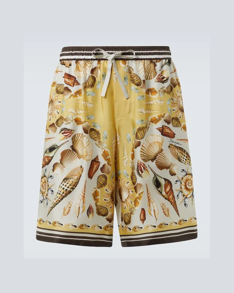 Dolce & Gabbana Bedruckte Shorts aus Seiden-Twill Multicolor