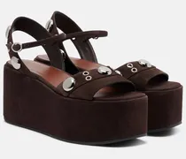 Verzierte Plateausandalen aus Veloursleder