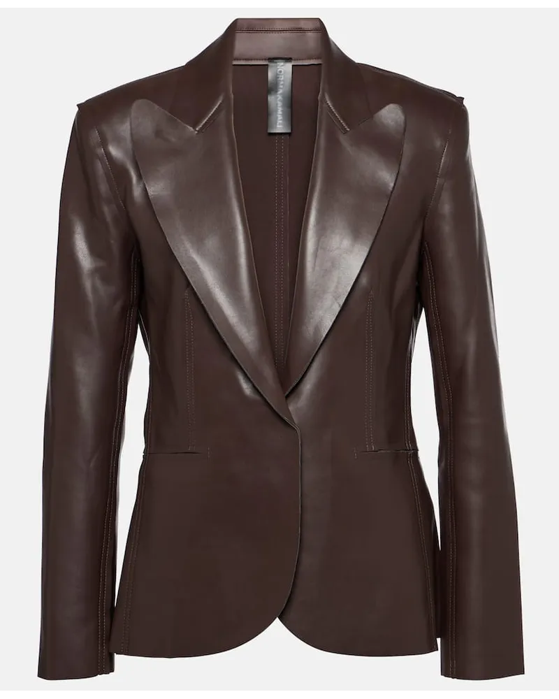 Norma Kamali Blazer aus Lederimitat Braun