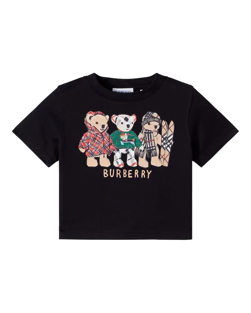 Burberry Baby T-Shirt Thomas Bear aus Baumwoll-Jersey Schwarz