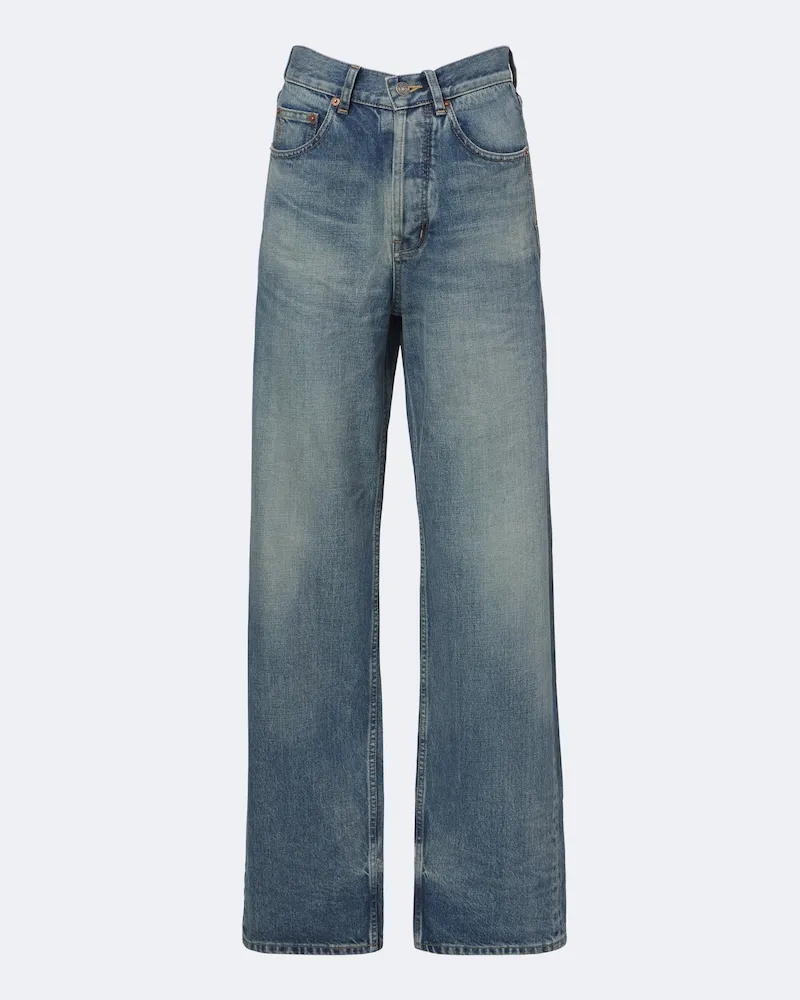 Saint Laurent Wide-Leg Jeans V-Waist Blau
