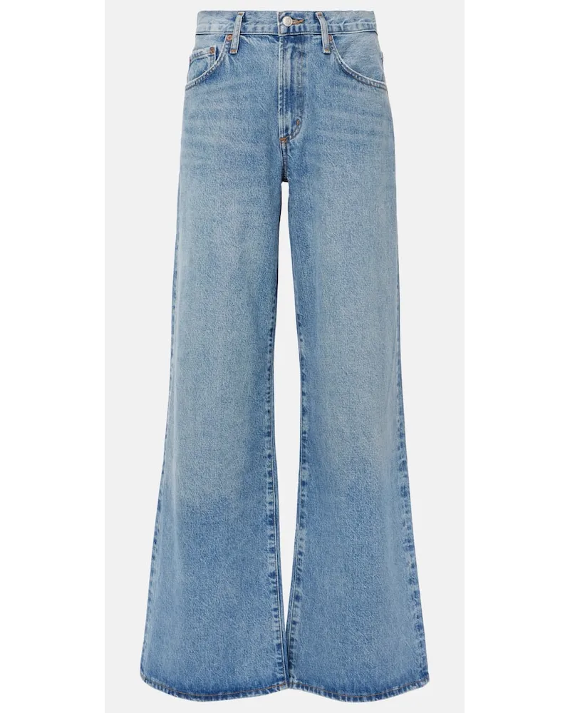 AGOLDE Low-Rise Wide-Leg Jeans Clara Blau