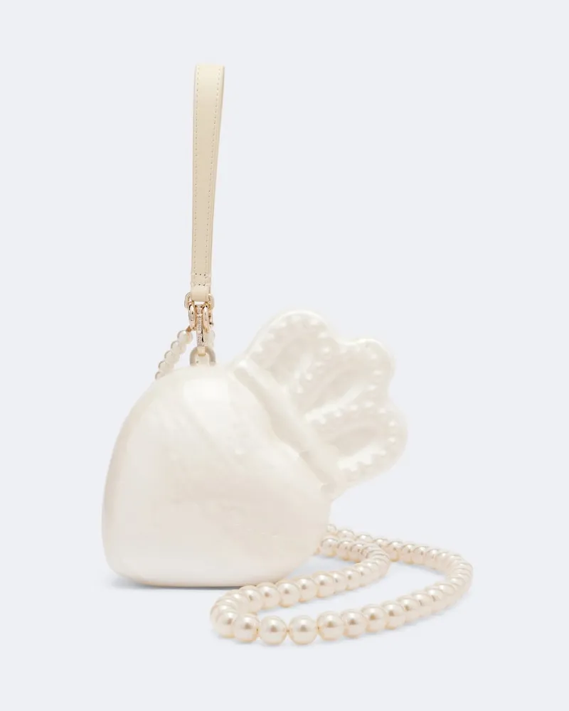 Simone Rocha Clutch Claddagh mit Zierperlen Weiß
