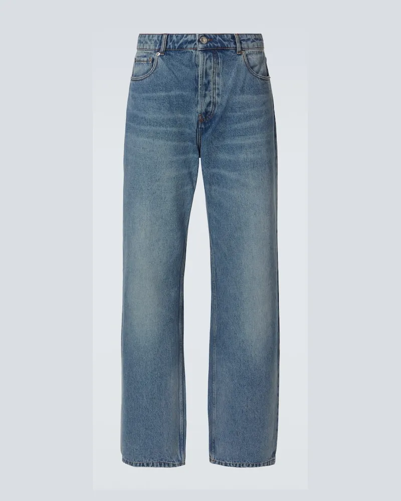 AMI Paris Mid-Rise Wide-Leg Jeans Blau