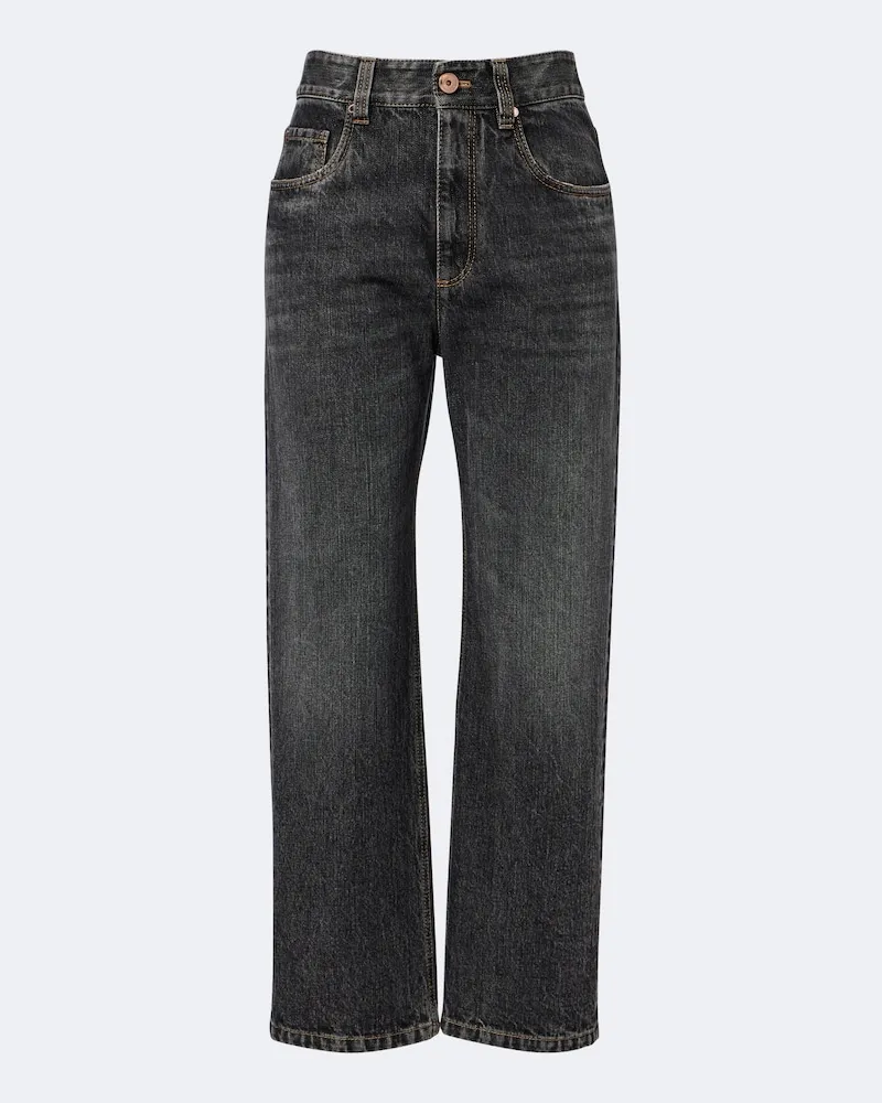Brunello Cucinelli Cropped Straight Jeans Grau