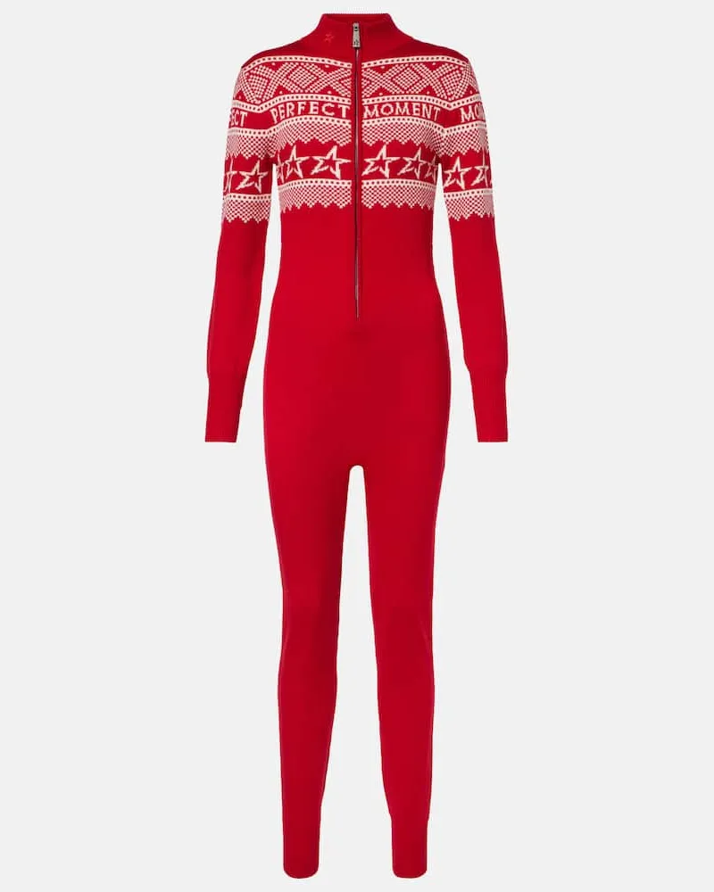 Perfect Moment Ski-Overall aus Wolle Rot