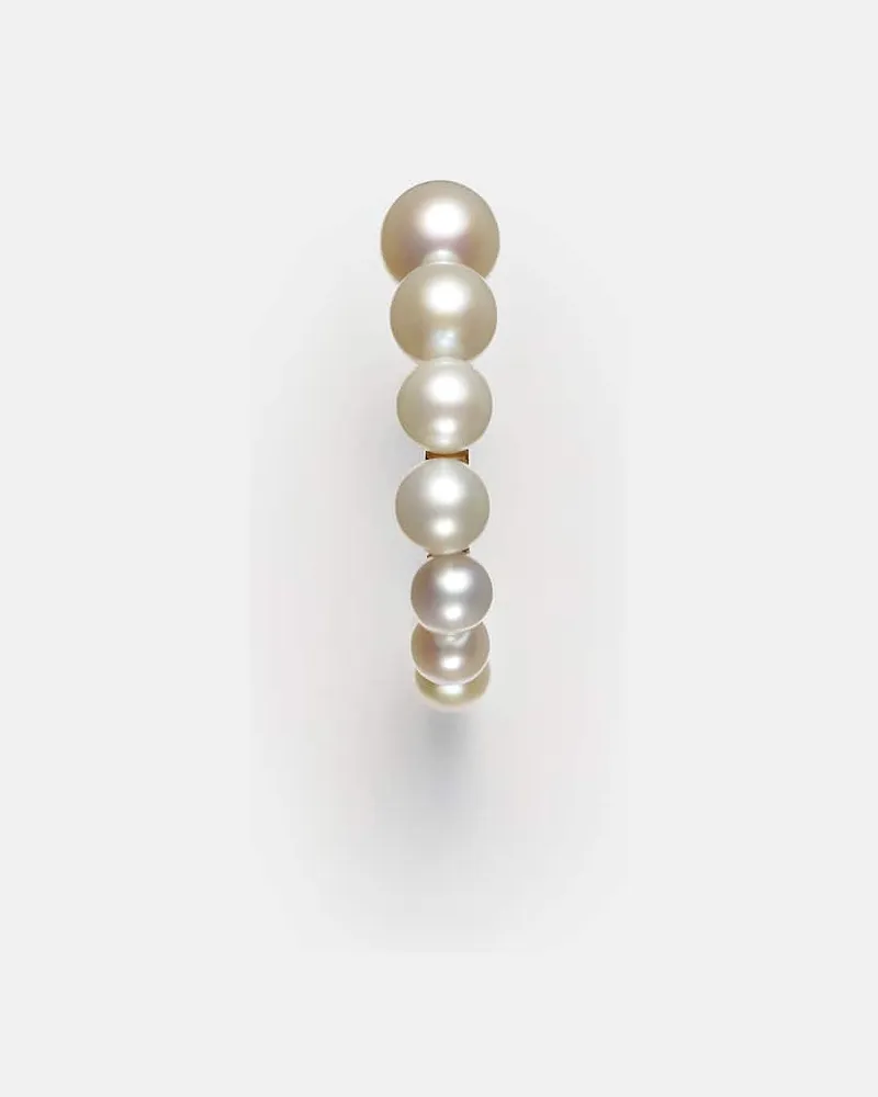 Sophie Bille Brahe Einzelner Ohrring Petit Boucle de Perle aus 14kt Gelbgold mit Süßwasserperlen Weiß