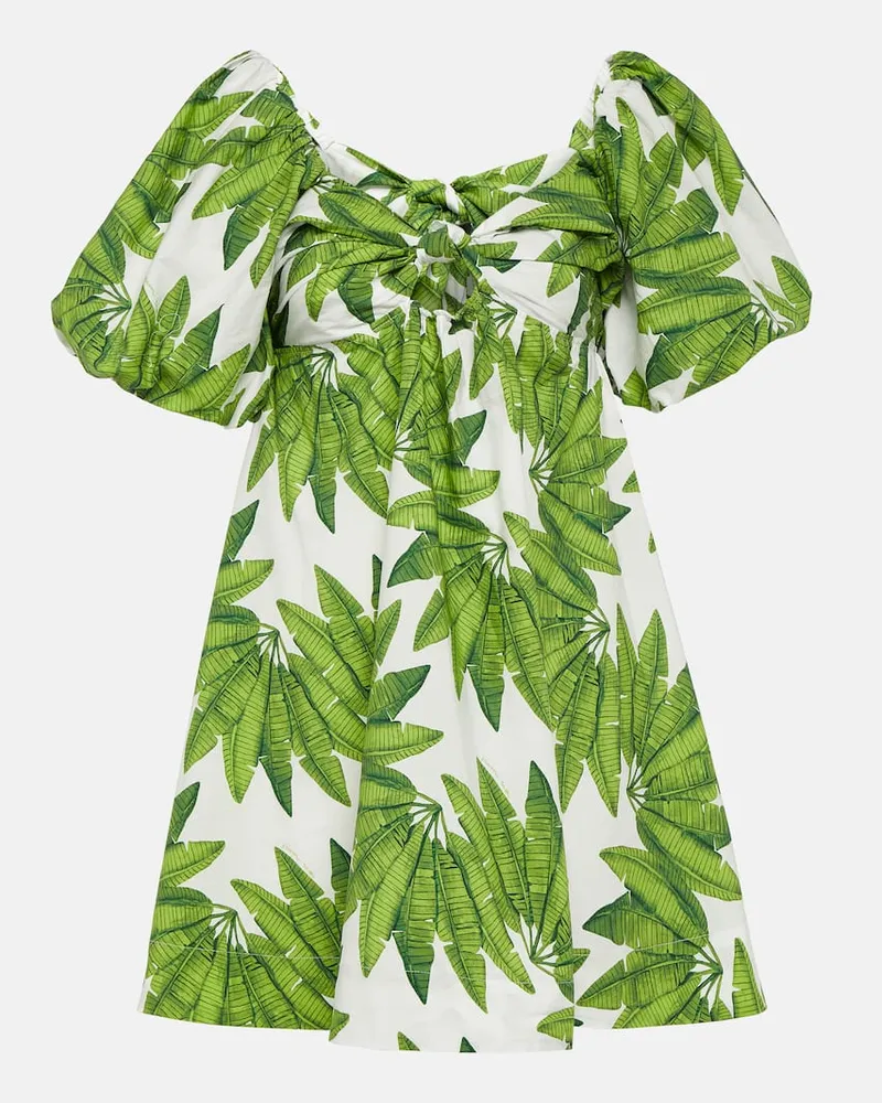 FARM Rio Minikleid Palms Fan aus Baumwolle Weiß