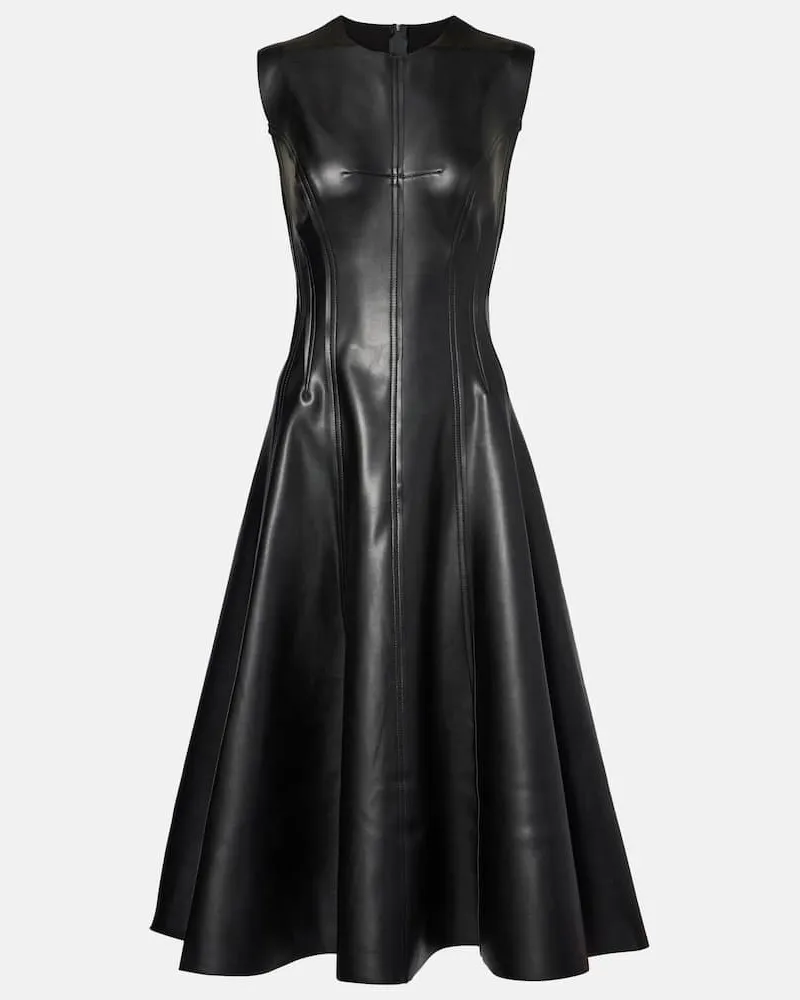 Norma Kamali Midikleid Grace aus Lederimitat Schwarz
