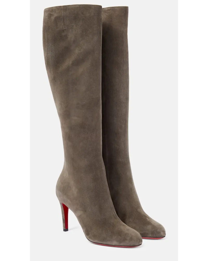 Christian Louboutin Stiefel Pumppie Botta aus Veloursleder Beige