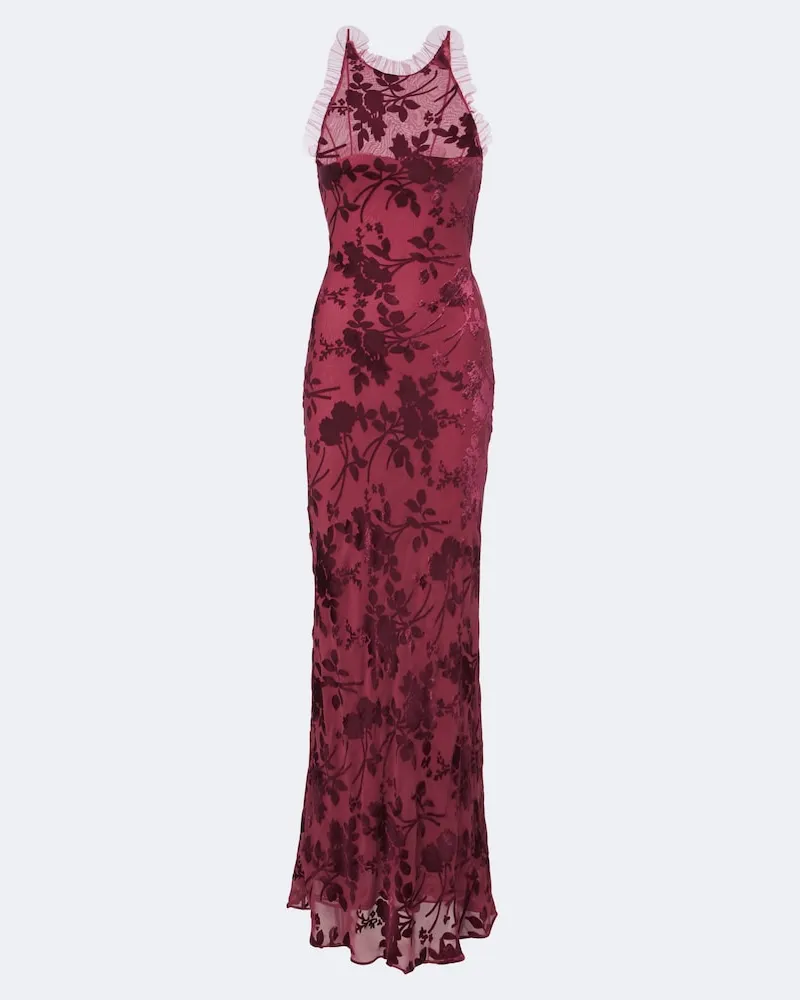 Rodarte Maxikleid aus Devoré Burgunderrot