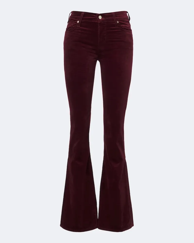 7 for all mankind Schlaghose Leggy aus Samt Burgunderrot