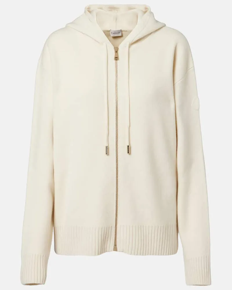 Moncler Cardigan aus Wolle und Kaschmir Weiß