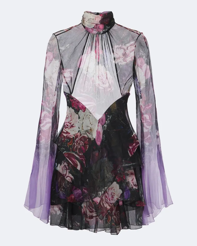 Roberto Cavalli Minikleid aus Seide Multicolor