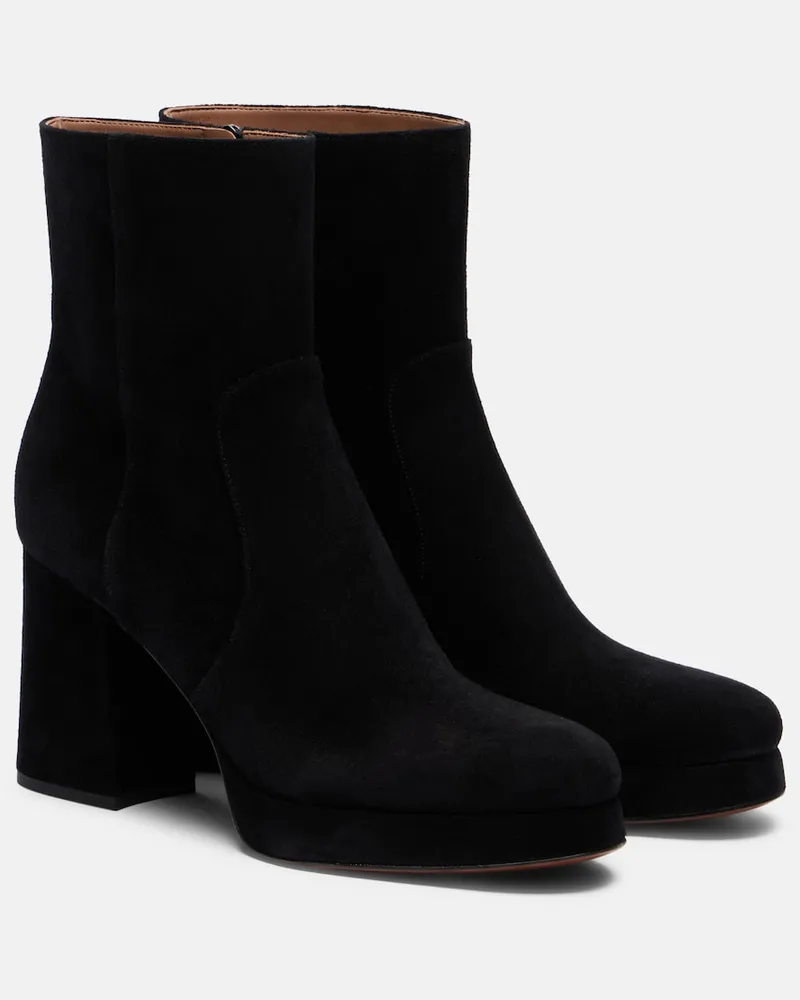 Valentino Garavani Ankle Boots Fawcette VLogo aus Veloursleder Schwarz