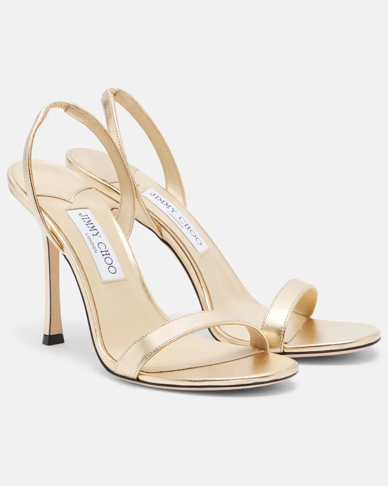 Jimmy Choo Slingback-Sandalen Jenn aus Metallic-Leder Gold