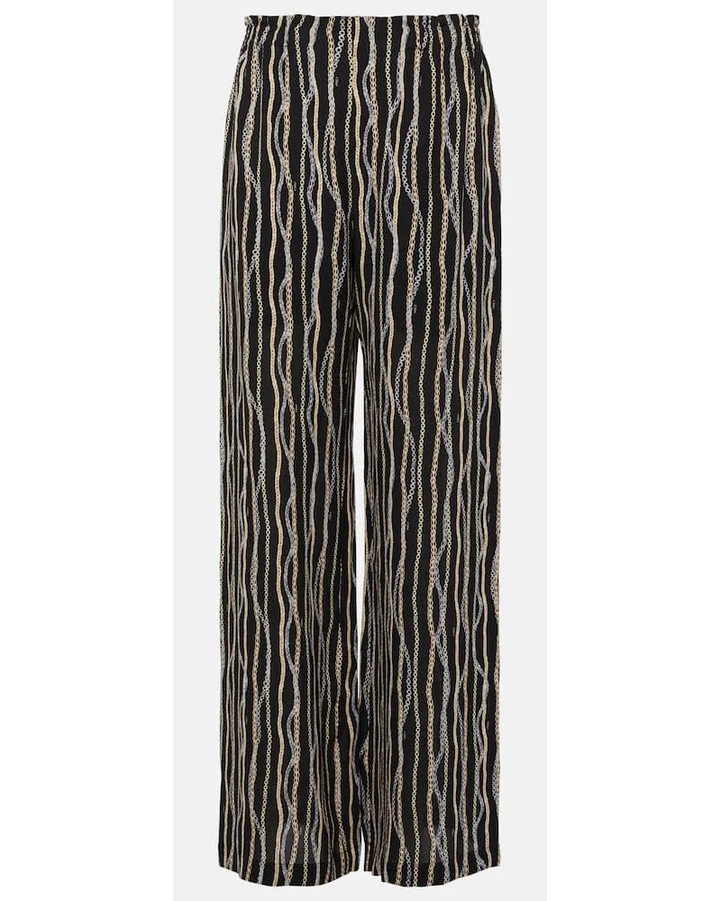 Chloé Chloé Bedruckte Hose aus Seide Schwarz