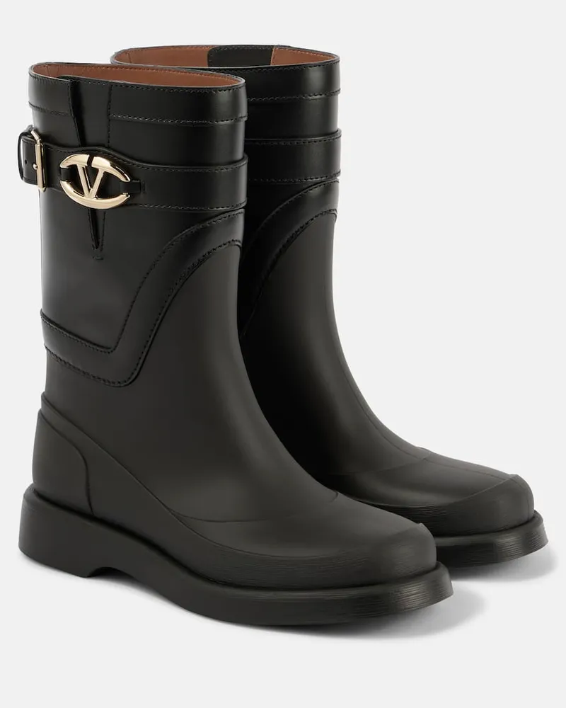 Valentino Garavani Gummistiefel VLogo The Bold Edition mit Leder Schwarz
